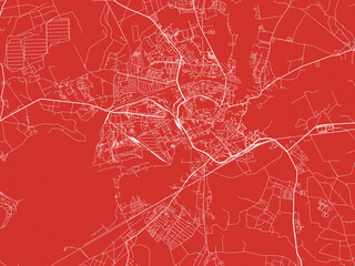 Christmas Map of Brandenburg an der Havel, Germany in Snowy White on Festive Red Background.