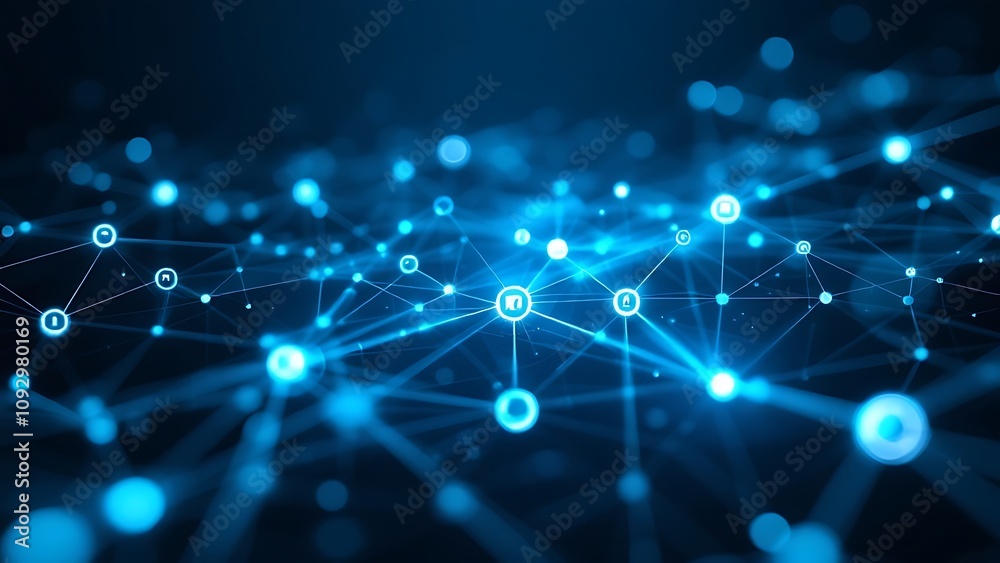 Poster connecting people on the internet, nodes transforming. social network connections. information techn