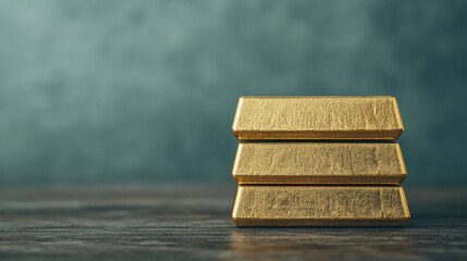 Stacked gold bars representing wealth and investment on wooden table