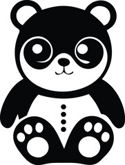 Panda sitting silhouette vector with white color background