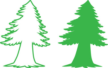 The pine tree vector icon is isolated on a white background
