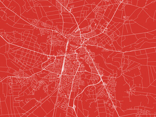 Christmas Map of Celle, Germany in Snowy White on Festive Red Background.