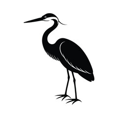 Cute Heron Vector Illustration - Elegant Bird Design

