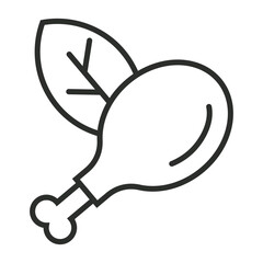 Fried chicken icon, Healthy food, Fruit and vegetable symbol outline icon, editable vector illustration and transparent graphic element. Isolated on white background