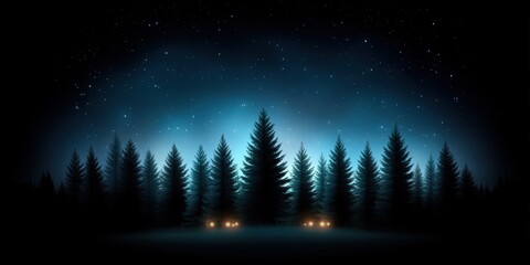 Fototapeta premium Starry Night Over Pine Forest