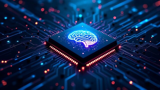 Artificial intelligence (AI), machine learning and modern computer technologies concepts. Business, Technology, Internet and network concept.