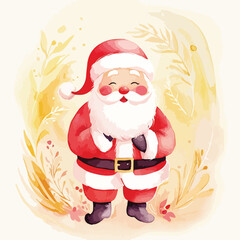 Vector watercolor illustration of Santa Claus.