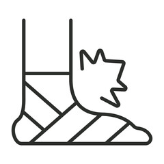 Foot injury icon, Insurance symbol outline icon, editable vector illustration and transparent graphic element. Isolated on white background