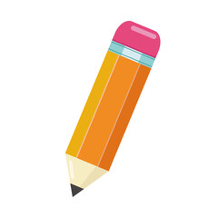 Yellow pencil with pink eraser cartoony cute vector illustration icon