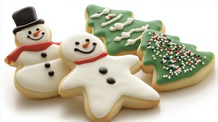 Holiday Cookies in Fun Shapes on White Background
