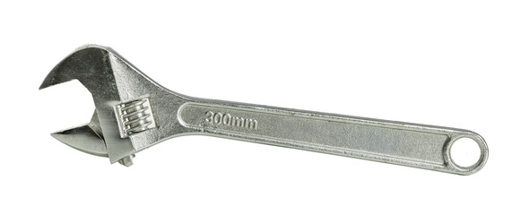 Adjustable wrench on transparent background