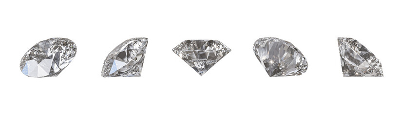 Five diamonds  on transparent background