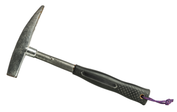 Rock hammer or geologist pick with transparent background