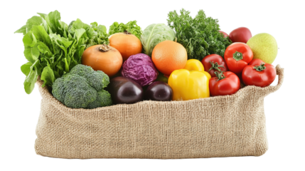 Isolate organic grocery bag filled with fresh produce kitchen table food photography natural light healthy living concept