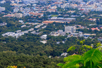 Natural background, high angle from the high mountains that can see the scenery around, the wind blows through the cool, blurred of traveling, the integrity of the moist forest.
