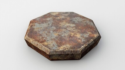 Matte earthy toned octagonal shape with a rustic grounded and simplistic aesthetic set against a clean white background  This natural organic object showcases a minimalist and natural design