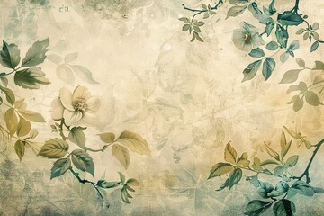 A painting of a tree with leaves and flowers
