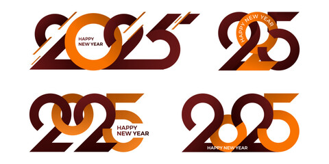 Obraz premium happy new year 2025 number design set. collection of 2025 new year number text effect