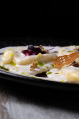 Pasta ravioli with cheese cream