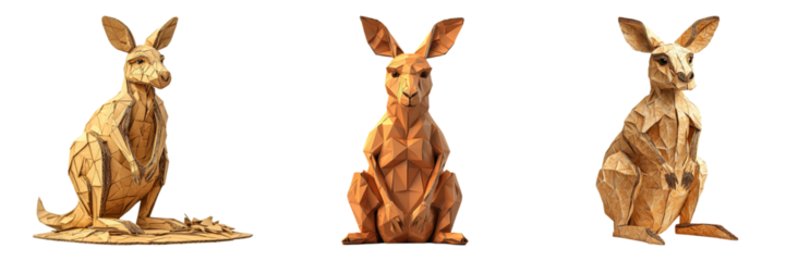 Abstract Low-Poly Rabbit Designs for Creative Projects Isolated on transparent background