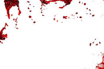 Red splashes isolated on white background.