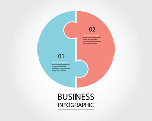 Business Infographic modern design template for banners and infographics for 2 jigsaw circle step 