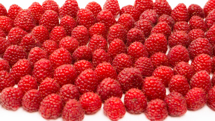 Tasty fresh raspberry isolated on a white background. Top view.
