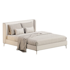 A white bed with a white blanket and pillows