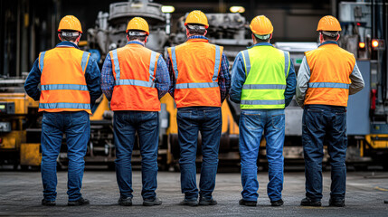 Construction workers collaborating on site urban environment industry