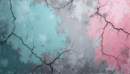 Cracked textured wall with pink and teal tones