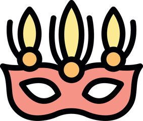 Festive carnival mask with feathers and decorations, perfect for mardi gras, masquerades, or costume parties, symbolizing mystery and celebration