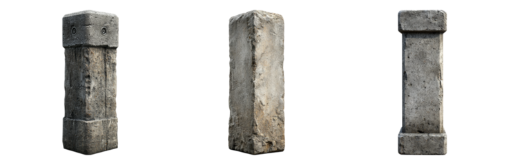 Vintage Stone Columns for Architectural Design Isolated on transparent background