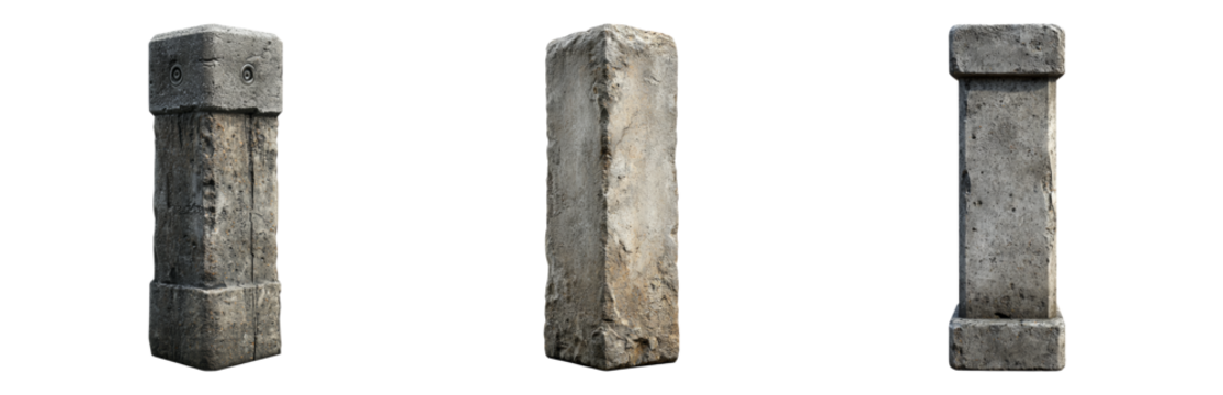 Vintage Stone Columns for Architectural Design Isolated on transparent background