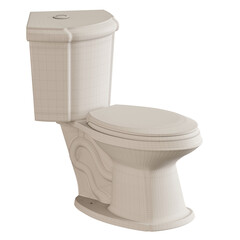 A white toilet with a curved lid and a white tank