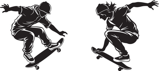silhouette of Boy with skateboard.