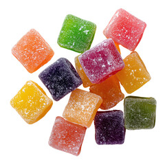 Colorful candy cubes on transparent background