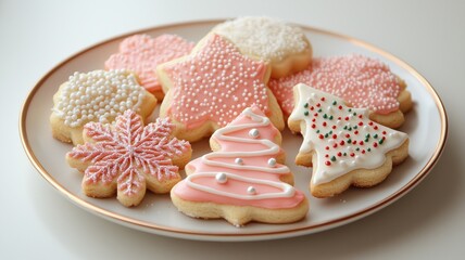 Obraz premium A beautiful arrangement of decorated cookies on a plate, perfect for festive occasions.