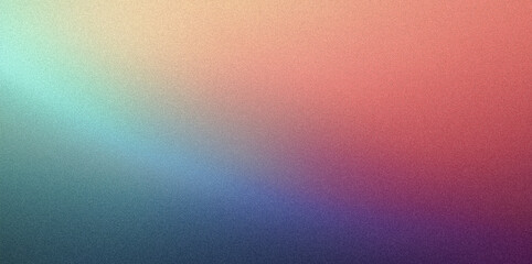 Obraz premium Grainy gradient fading from teal to coral and purple, ideal for backgrounds and digital art projects