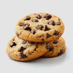 Delicious homemade chocolate chip cookies stacked appealingly, showcasing rich chocolate chips and golden-brown edges, perfect for dessert lovers and baking enthusiasts alike.