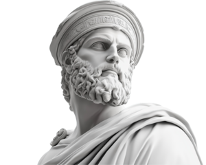White marble greek statue isolated on transparent background