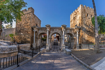 Fototapeta premium The Hadrian Gate view in Antalya City of Turkey