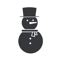 Isolated pictogram black of snowman, snow man for December, winter, Christmas graphic element