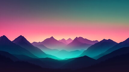 Obraz premium Vibrant mountain landscape at twilight.