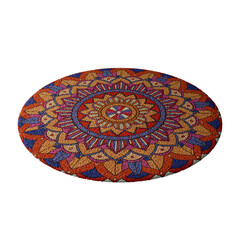A colorful rug with a flower pattern