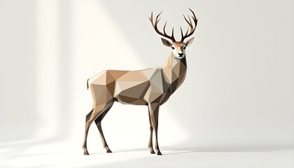 Vector Illustration of a Deer in Geometric Style with Clean Lines and Muted Colors