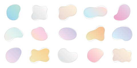 パステルカラーのグラデーションで作られた、シンプルでおしゃれな抽象的な形のあしらい素材のベクターイラスト