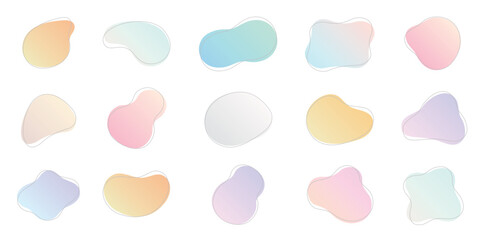 パステルカラーのグラデーションで作られた、シンプルでおしゃれな抽象的な形のあしらい素材のベクターイラスト