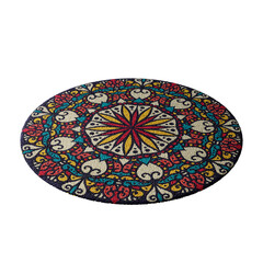 A colorful rug with a star design on it