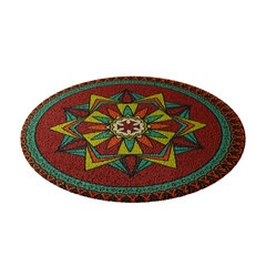 A colorful rug with a star design on it