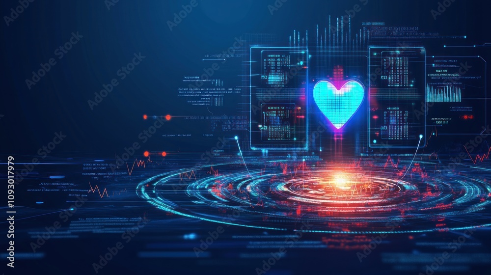 Aufkleber Digital Heart Health Monitoring System Interface Display